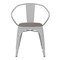 Emma and Oliver Alva Metal Indoor-Outdoor Stacking Chair with Vertical Slat Back, Arms and All-Weather Polystyrene Seat
